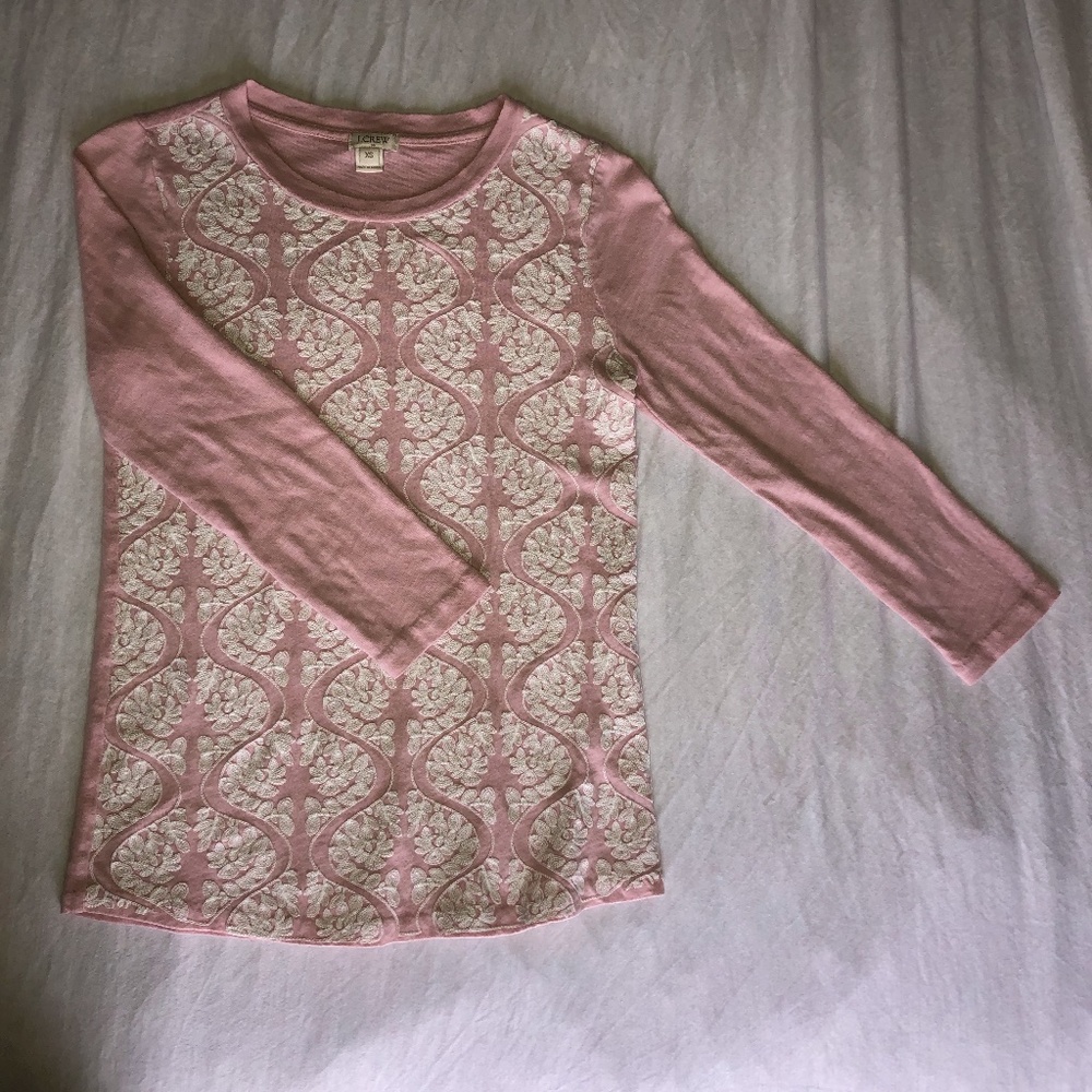 J Crew Three-quarter sleeve lace front T-shirt, XS